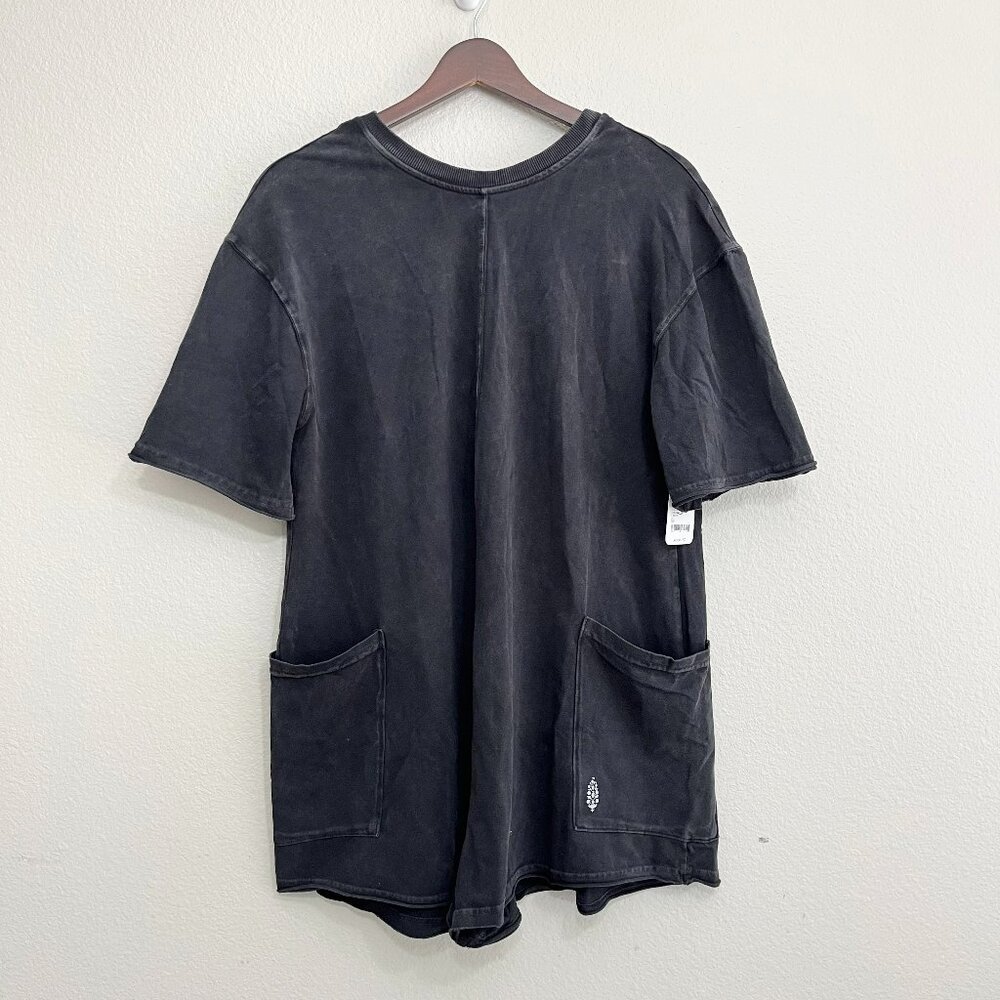 NWT Free People Hot Shot Tee Romper Size XS Women's Washed Black